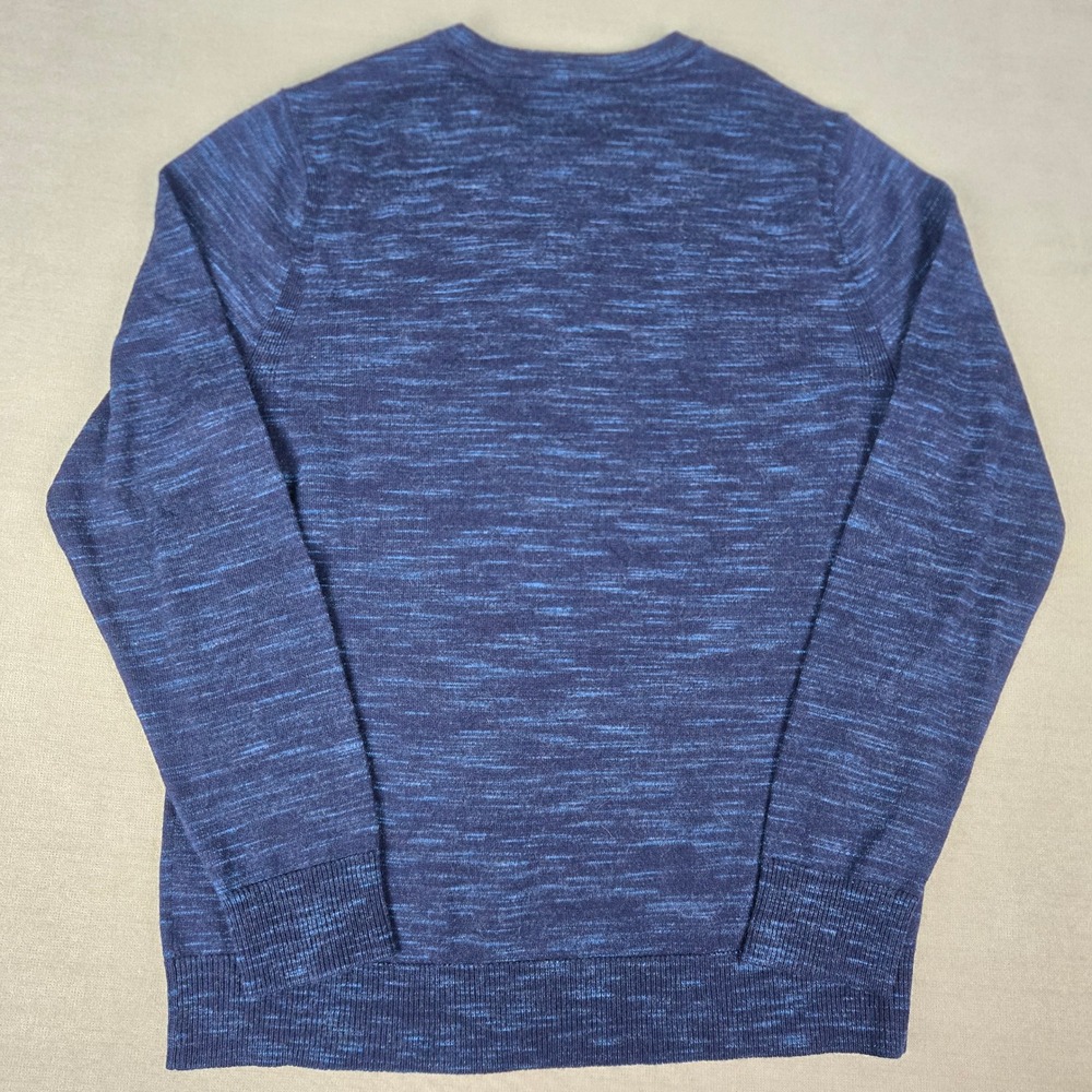 Express Mens Blue Space Dye 100% Extra Fine Merino Wool Crewneck Sweater Medium - Picture 2 of 7